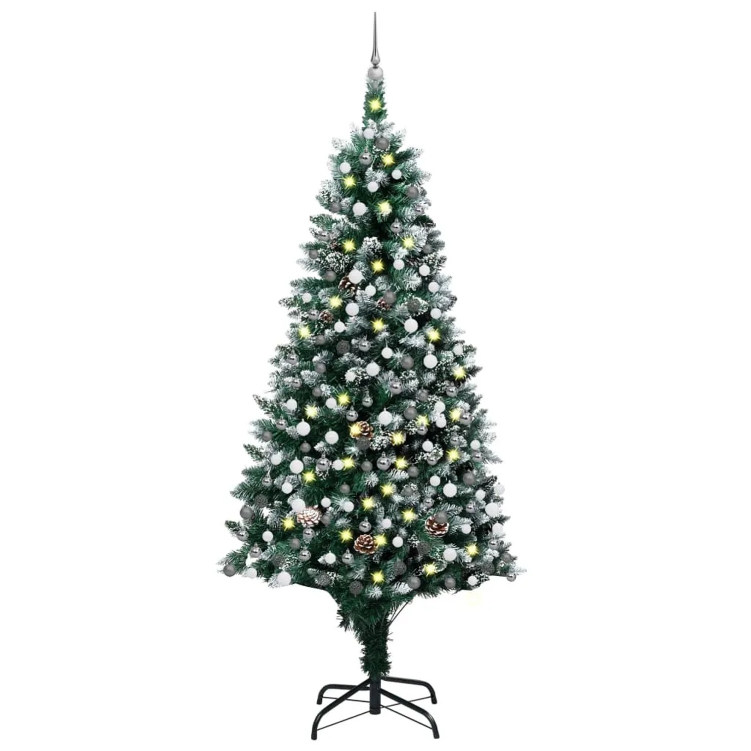 Vidaxl Künstlicher Weihnachtsbaum Mit Beleuchtung Kugeln Zapfen 240 Cm