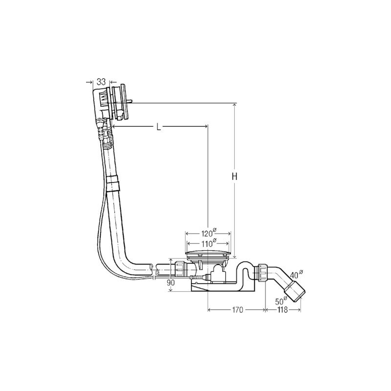 Ab-und Überlauf Rotaplex Trio 6141.61 In 725mmxdn40/50 Verchromt