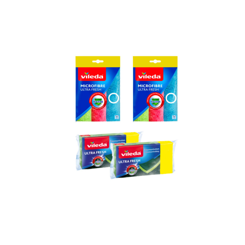 Pack 6 Ultrafresh Mikrofasertücher Und 6 Schwämme Mit Schaber - Vileda