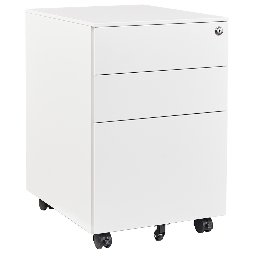 Vivol - Abschließbarer Schreibtischschrank 39x60 Cm - 3 Schubladen - Weiß