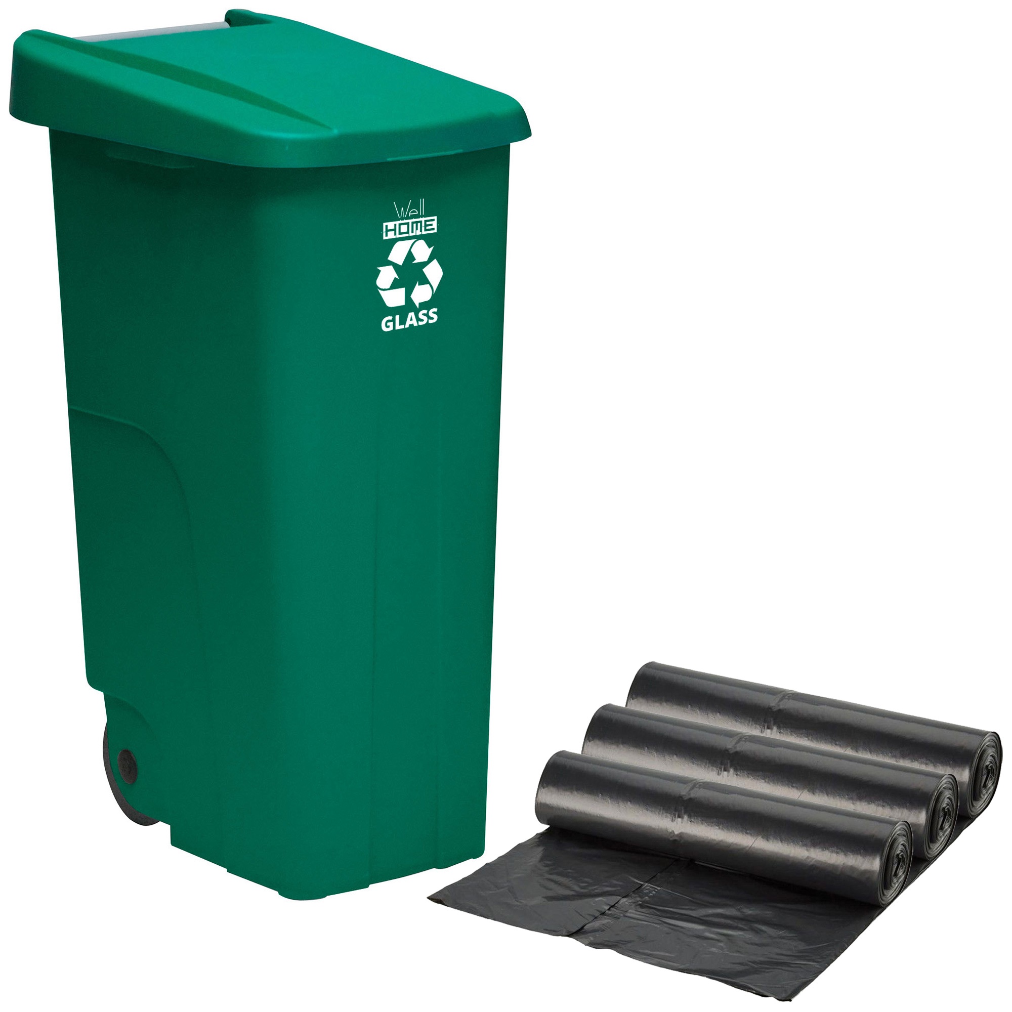 Recyclingbehälter + 3 X Müllbeutel, 10 Stück, Braun, Ø51,5 X 67 Cm