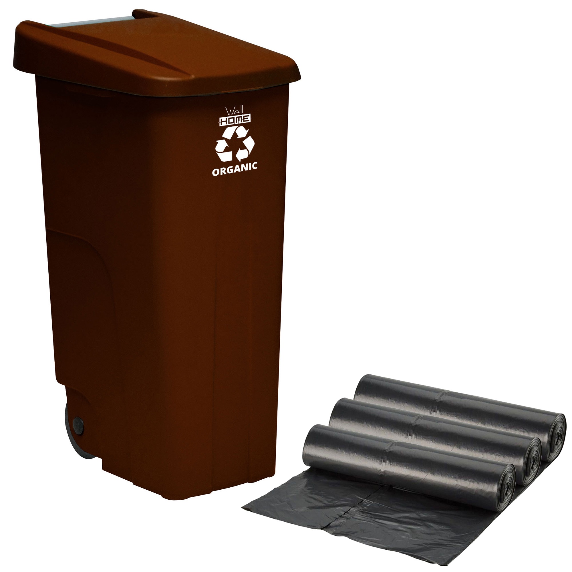 Recyclingbehälter + 3 X Müllbeutel, 10 Stück, Schwarz, Ø51,5 X 67 Cm