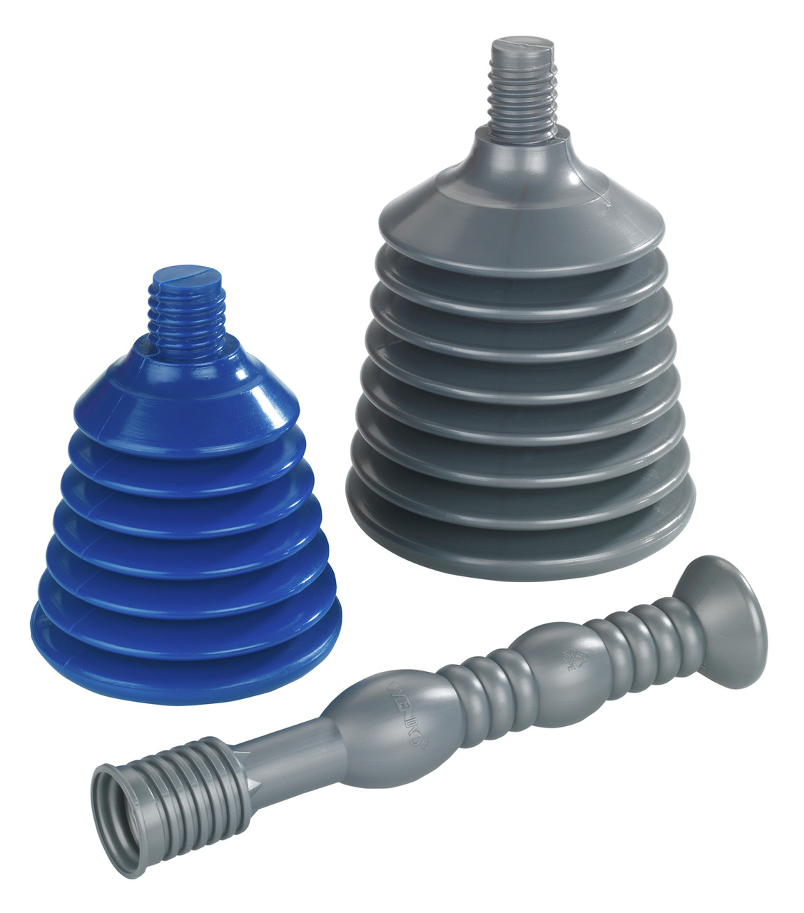 Maximex Rohrfrei-profi 3-teiliges Set, Mit 2 Druckaufsätzen, Schwarz, Polyethylen Grau, Polyethylen Blau - Schwarz