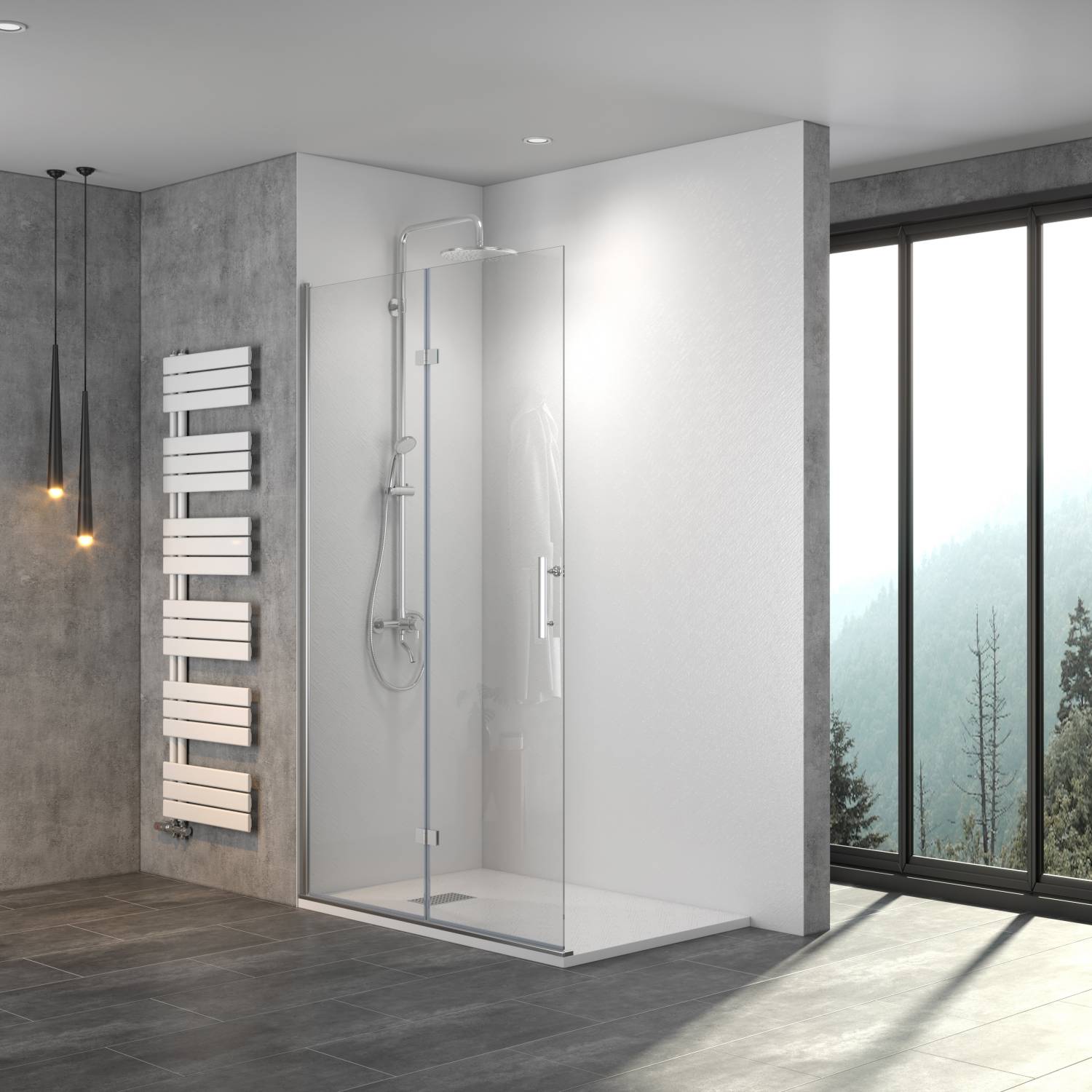 Witen&nock - Walk In Duschwand Drehfalttür Faltbare Duschtür Trennwand Esg Glas Nano Bxh 120 X 195 Cm