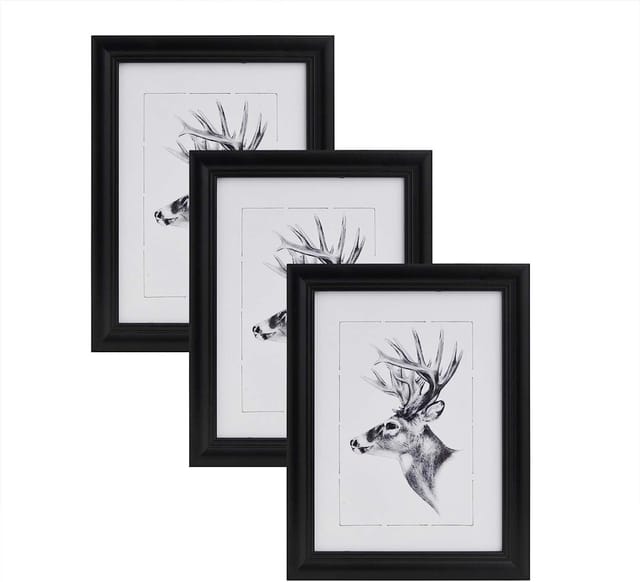 3er Set 40x50cm Bilderrahmen Artos Stil Holz Rahmen Fotogalerie Glasscheibe, Schwarz - Woltu