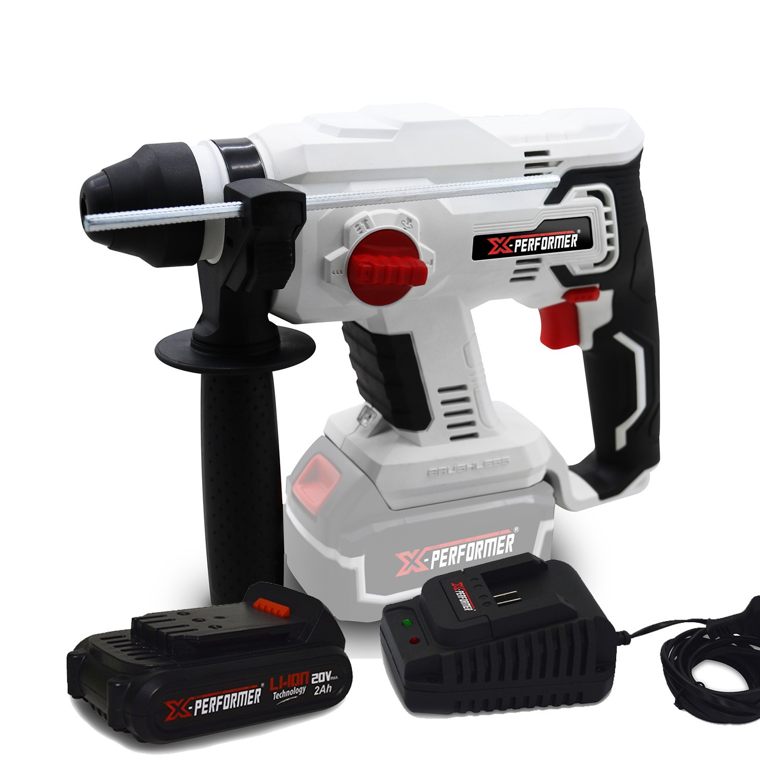 Marteau Perforateur - X-performer Xprh20li-bl - 20v - Mandrin Sds+ Impact: 0-4500 Coups/min- Batterie 2ah Et Chargeur Inclus
