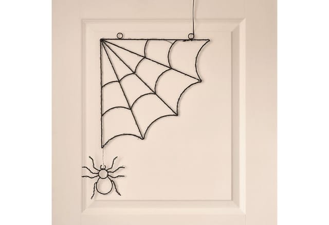37cm Schwarzes LED-Spinnennetz mit Spinne