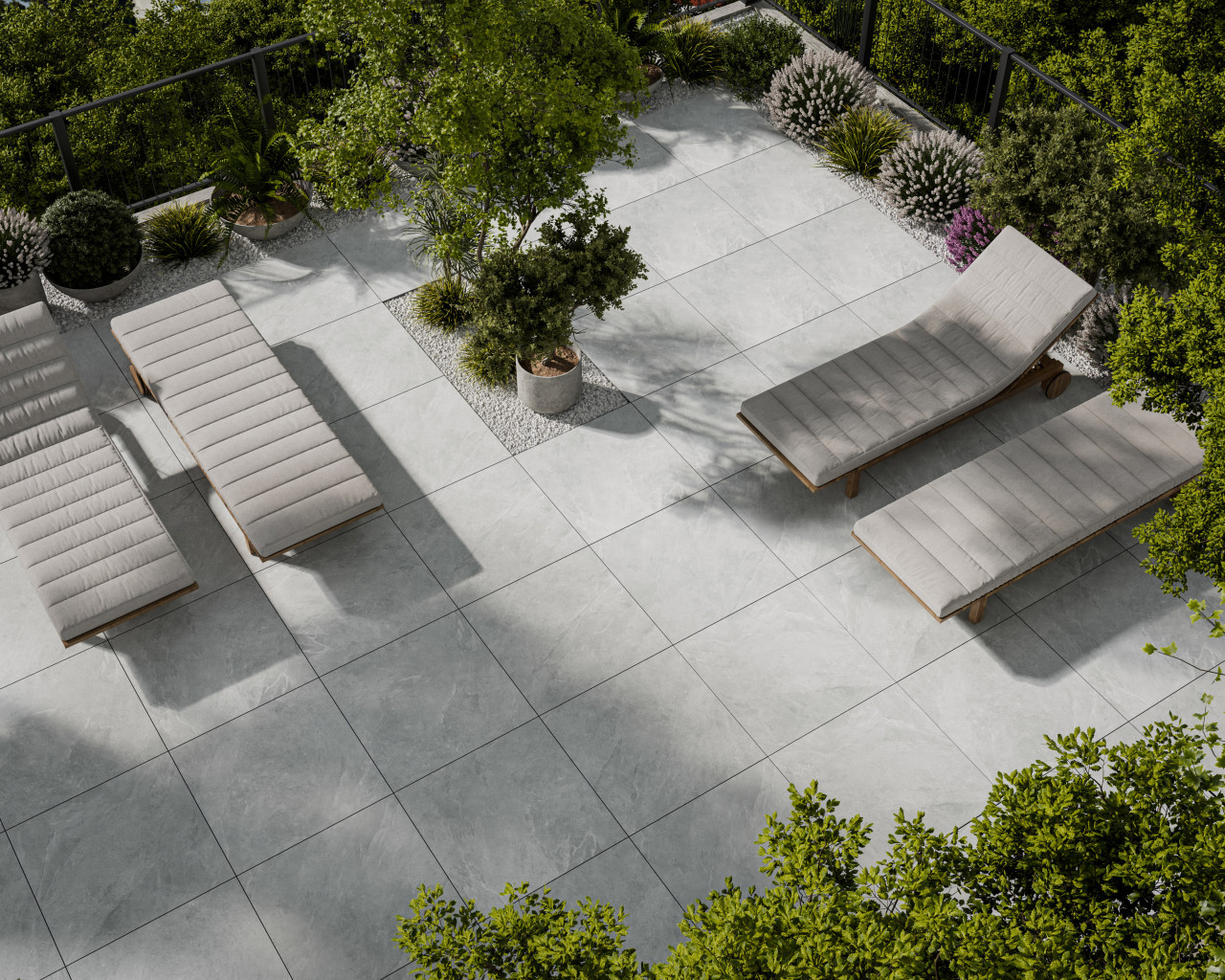 Terrassenplatte Feinsteinzeug Ash 80 x 80 cm silber matt Bild 3