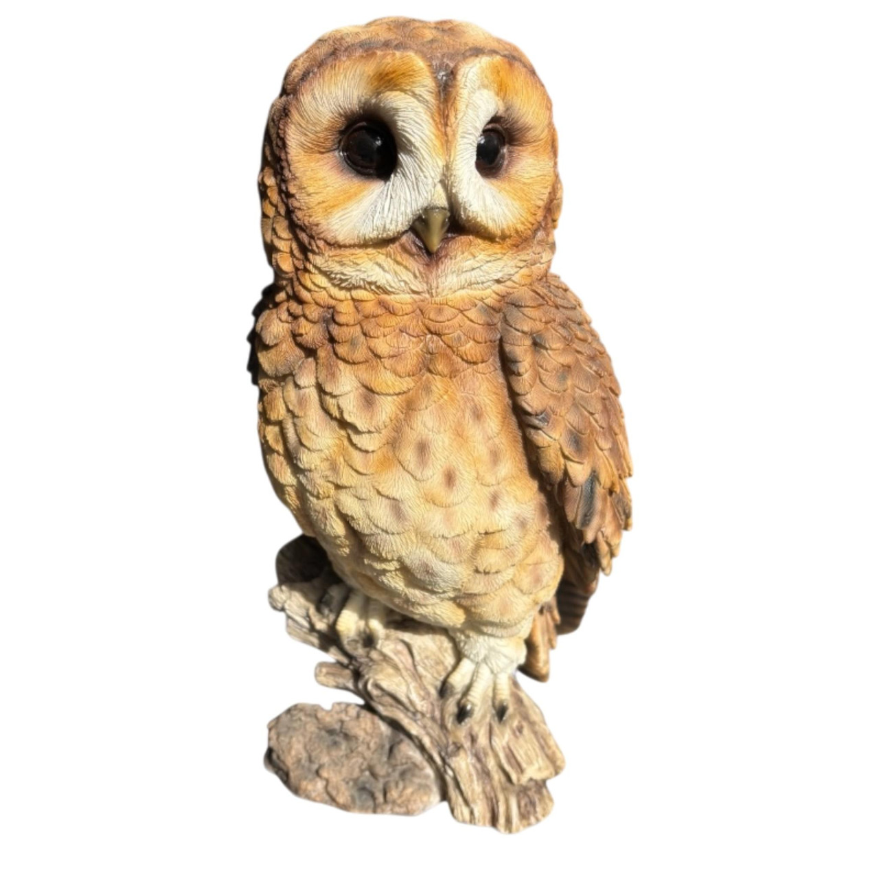 Dekofigur Eule auf Ast 31 x 16,5 cm braun/natur