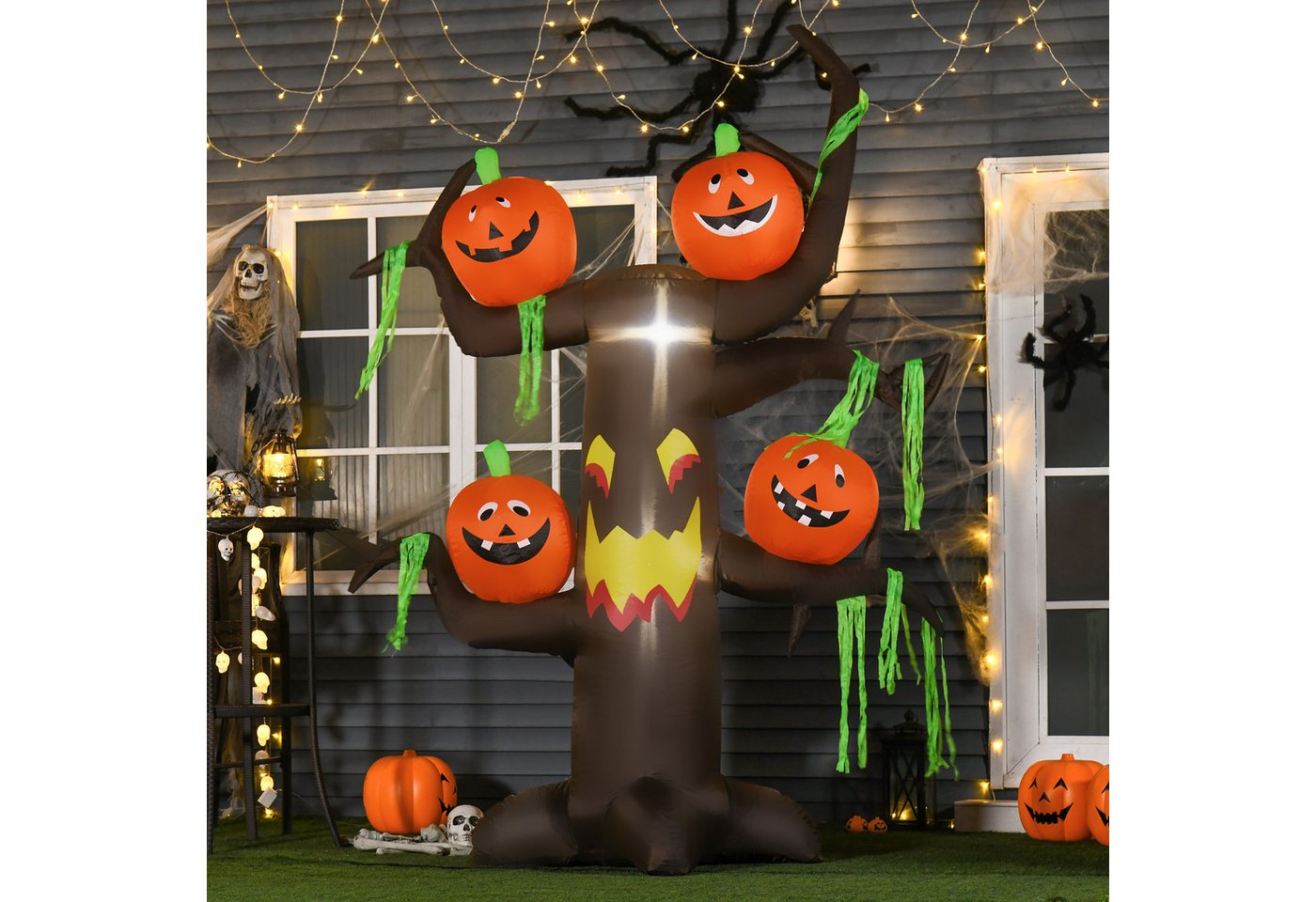 HOMCOM Aufblasbarer Spukbaum Kürbis Halloween mit LED Bild 2