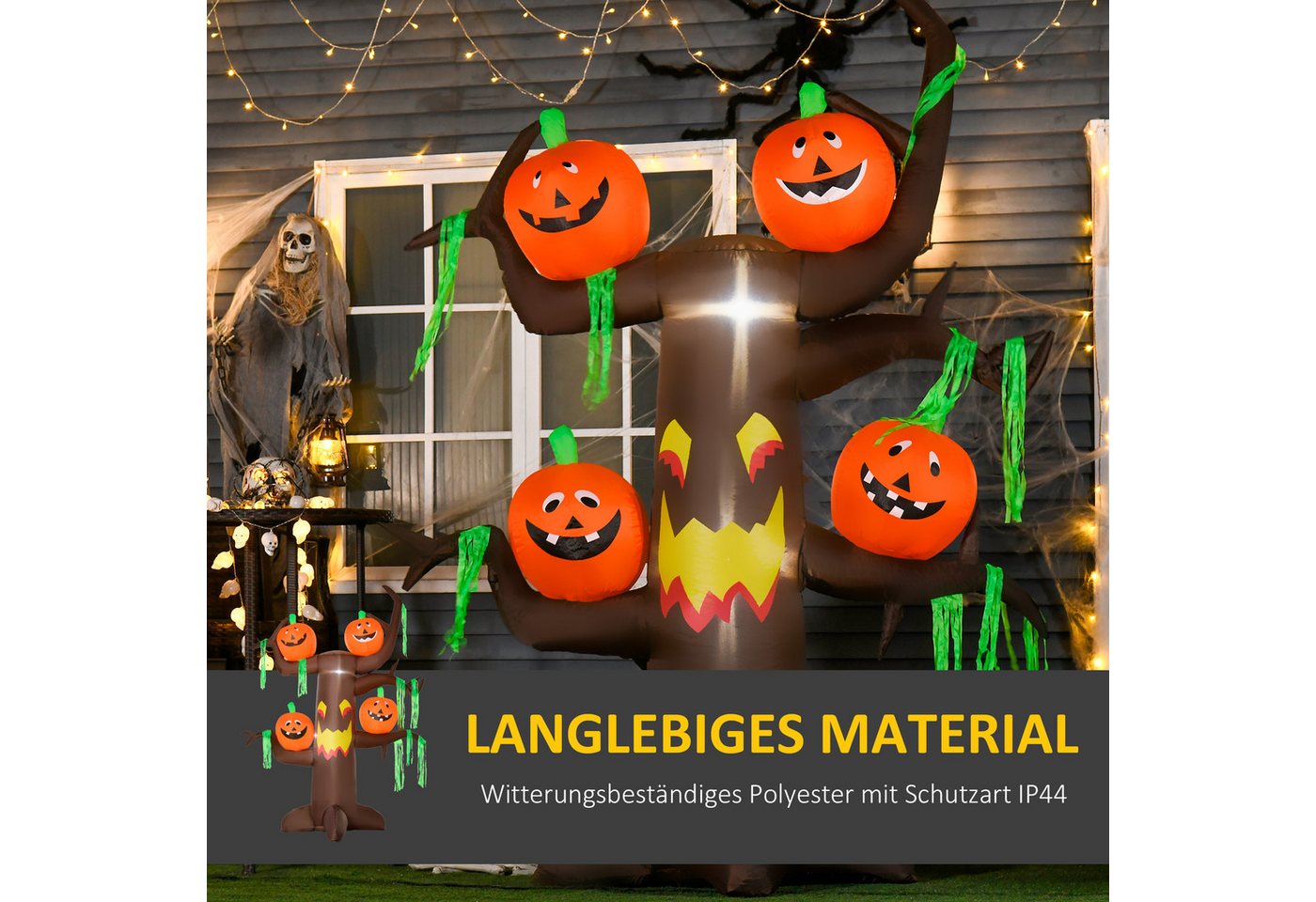 HOMCOM Aufblasbarer Spukbaum Kürbis Halloween mit LED Bild 4