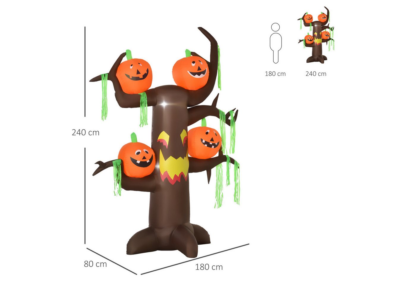 HOMCOM Aufblasbarer Spukbaum Kürbis Halloween mit LED Bild 5