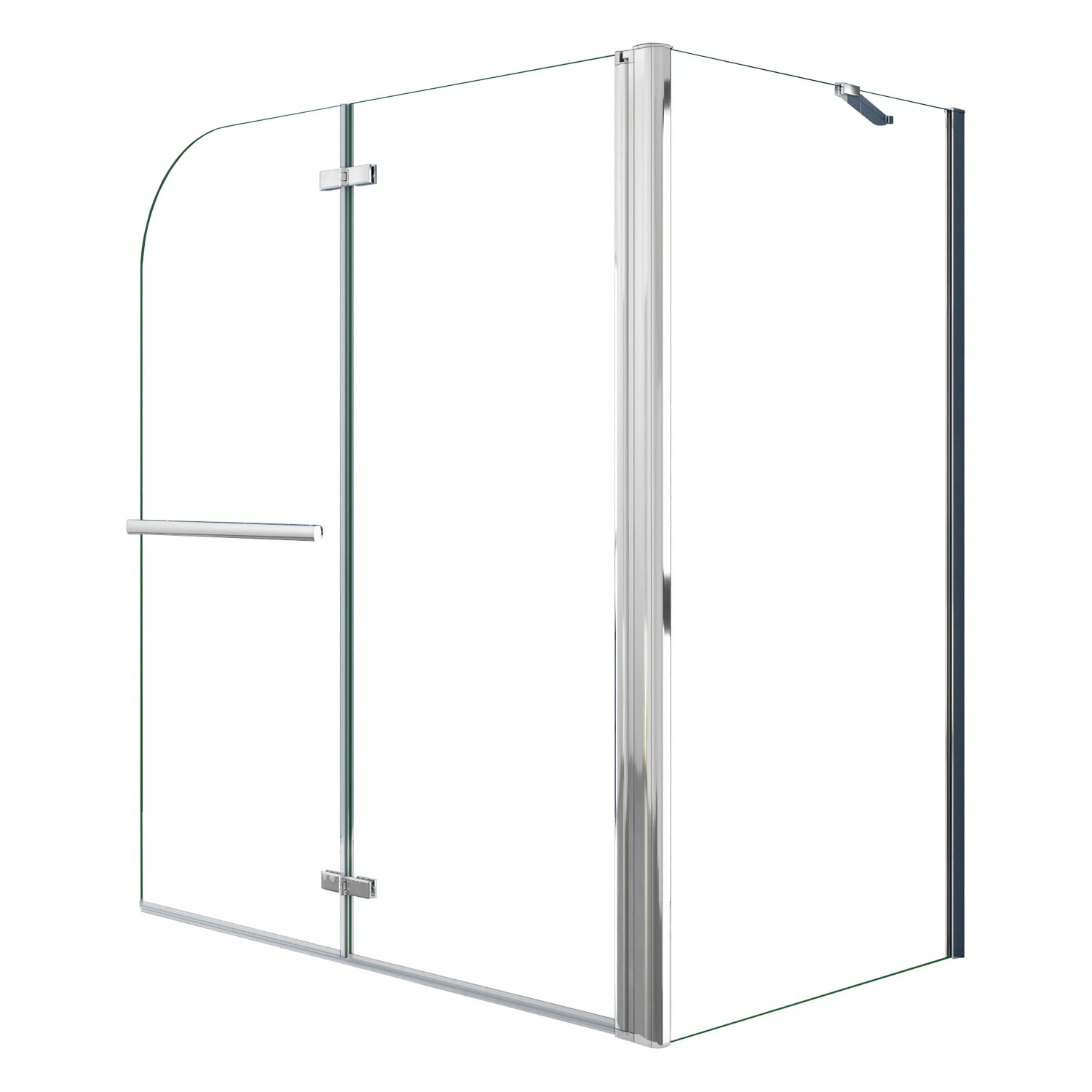 AICA 100x140cm Badewannenaufsatz 2-tlg. Faltwand mit 75cm Seitewand Nano-Glas Duschabtrennung mit Handtuchhalter