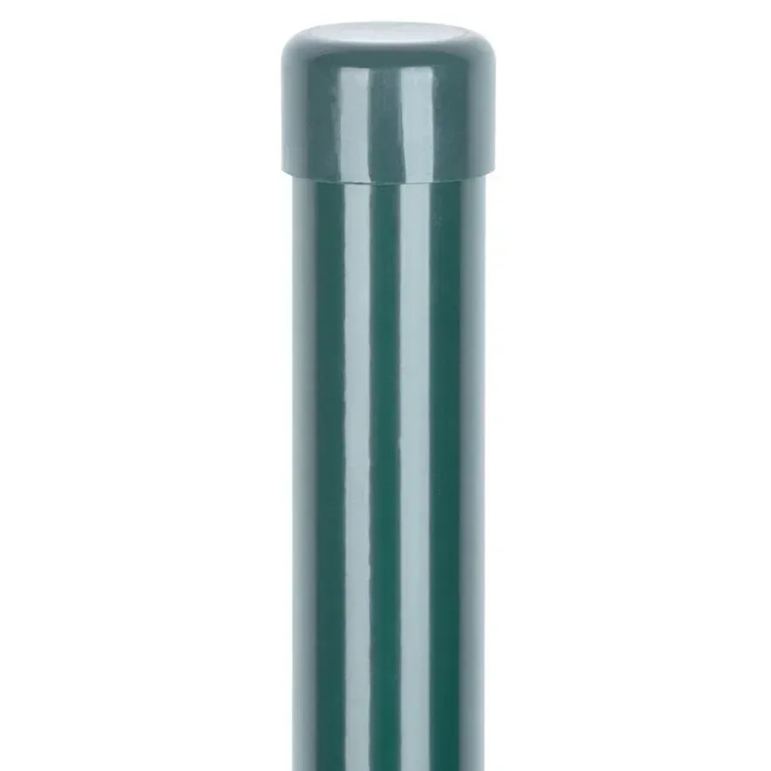 PROREGAL Maschendrahtzaun, Zaunpfosten, mit Kappe, Rund Metaltec 48/1500/1,50mm, Grün, Ral6005, Zn+PVC, Kappe