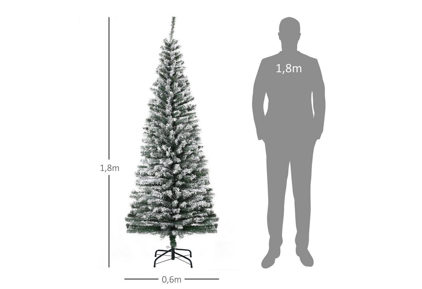 HOMCOM Weihnachtsbaum mit Kunstschnee Kunststoff Stahl 60 x 180H cm Bild 3