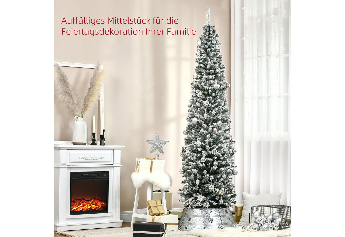HOMCOM Weihnachtsbaum mit Kunstschnee Kunststoff Stahl 60 x 180H cm Bild 5