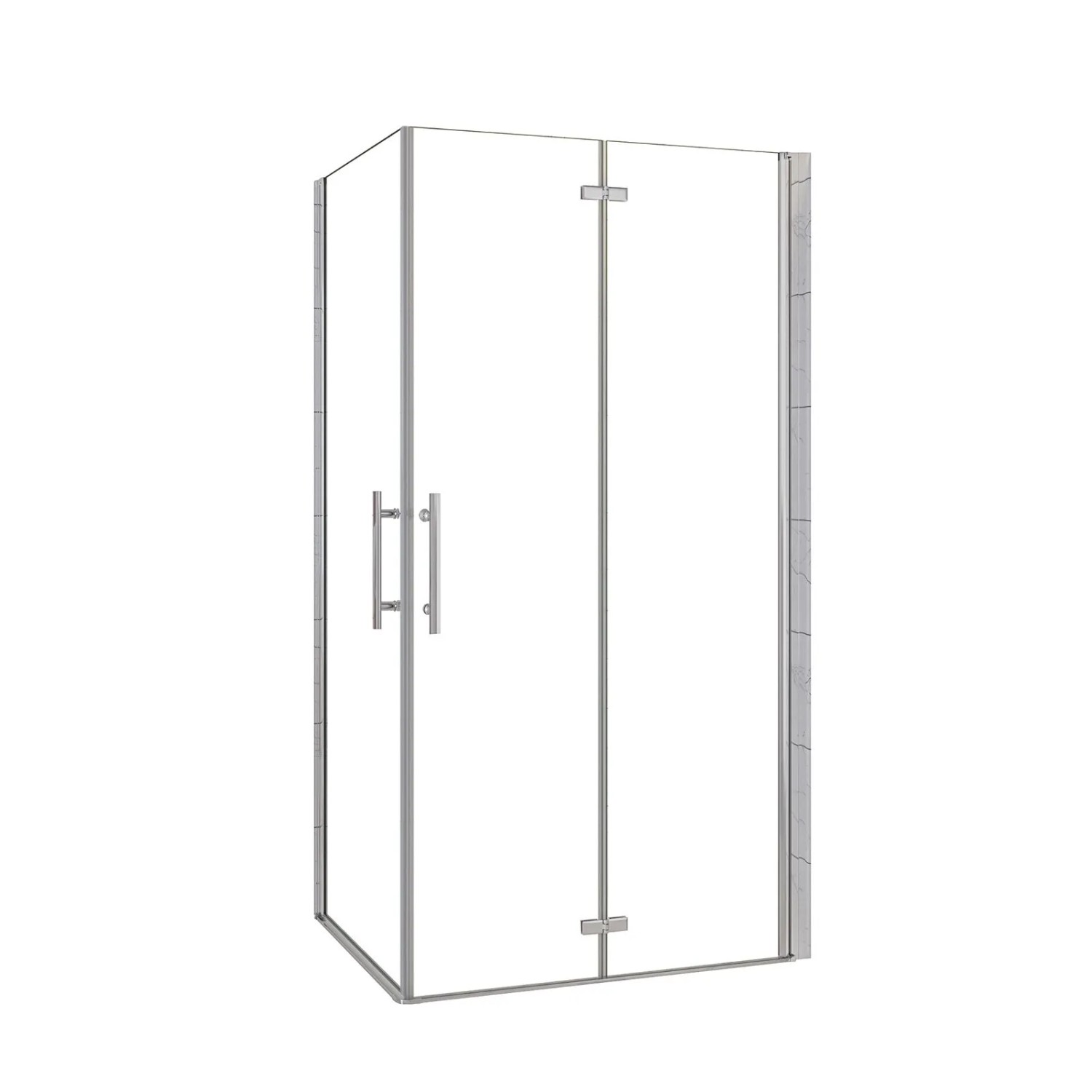 AICA Drehtür 76cm x Falttür 76cm x H.185cm Eckeinstieg Duschkabine Duschabtrennung Pendeltür Eckdusche Nano Echtglas