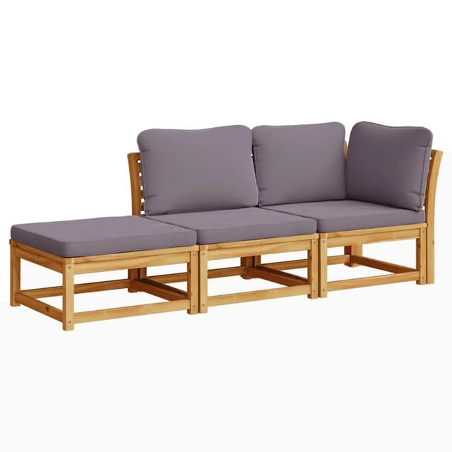 vidaXL 3-Tlg Garten-Lounge-Set mit Kissen Massivholz Akazie 3214327
