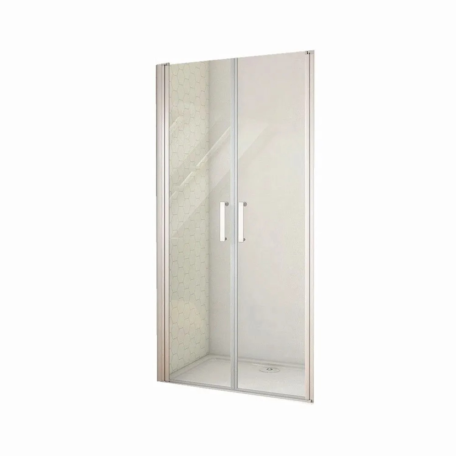 Duschparadies Nischentür Schwingtür Doppeltür 140 x 185cm Duschtür 5mm ESG Sicherheitsglas Klarglas