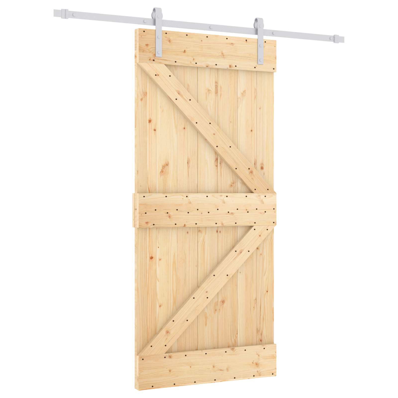 vidaXL Schiebetür Natur und Weiß 95 x 210 cm Massivkiefer 3444947