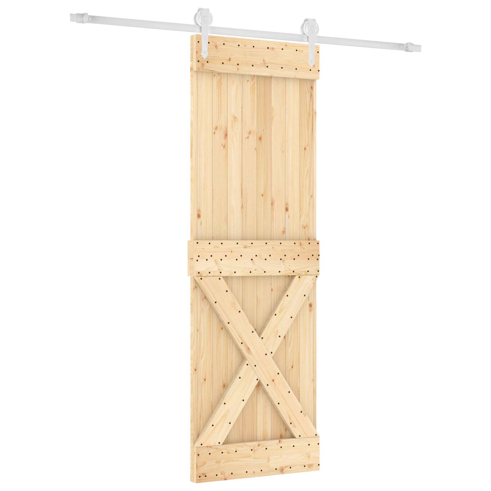 vidaXL Schiebetür Natur und Weiß 70 x 210 cm Massivkiefer 3445188