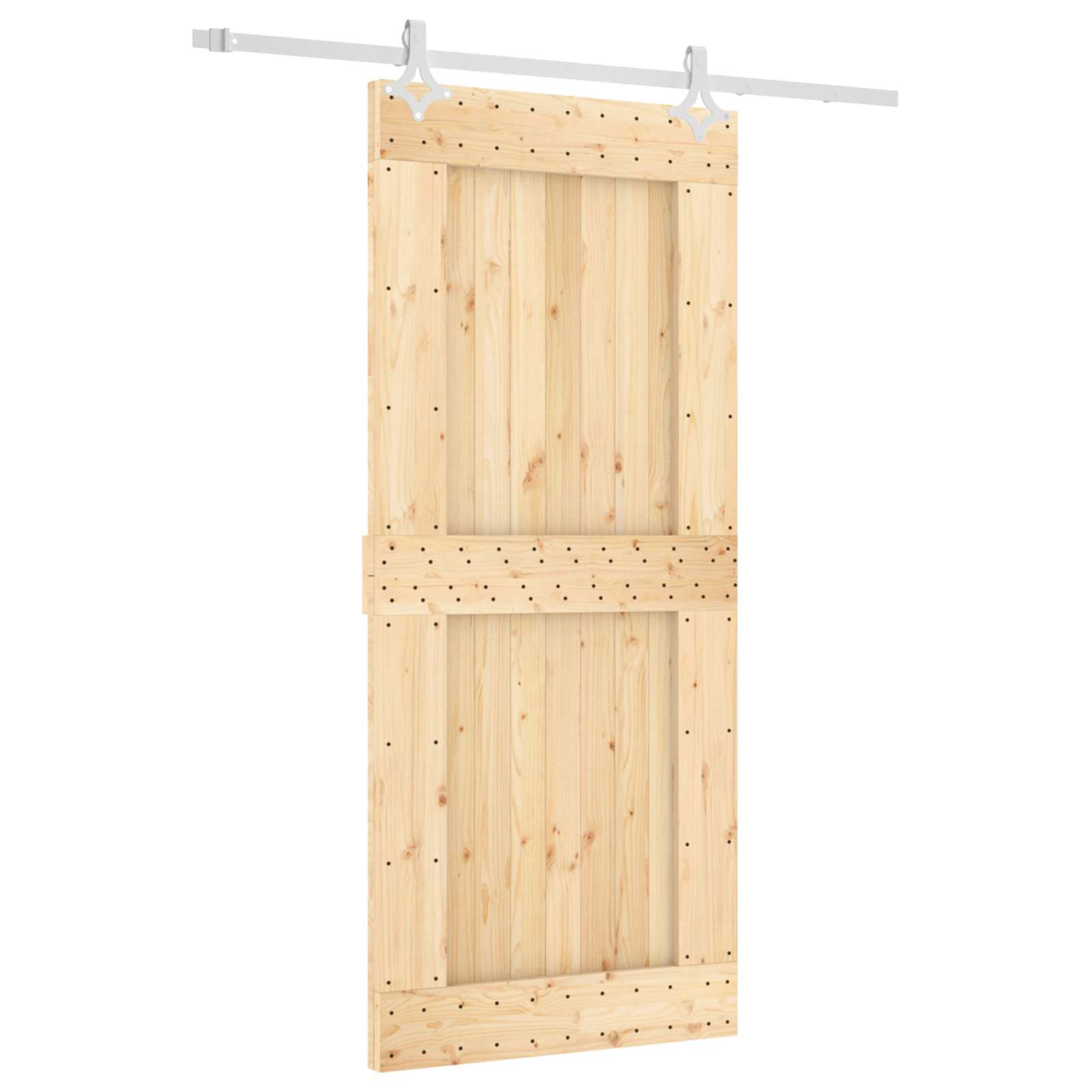 vidaXL Schiebetür Natur und Weiß 90 x 210 cm Massivkiefer 3445110