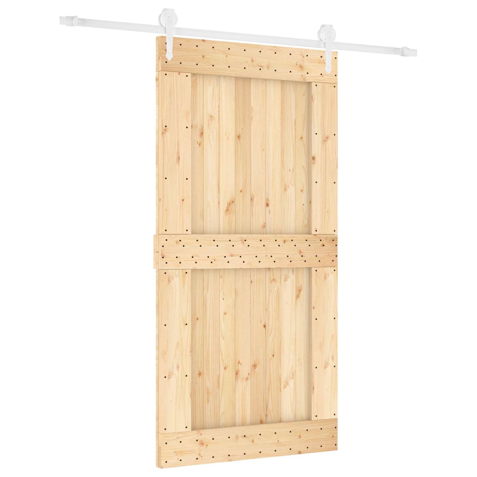 vidaXL Schiebetür Natur und Weiß 100 x 210 cm Massivkiefer 3445187
