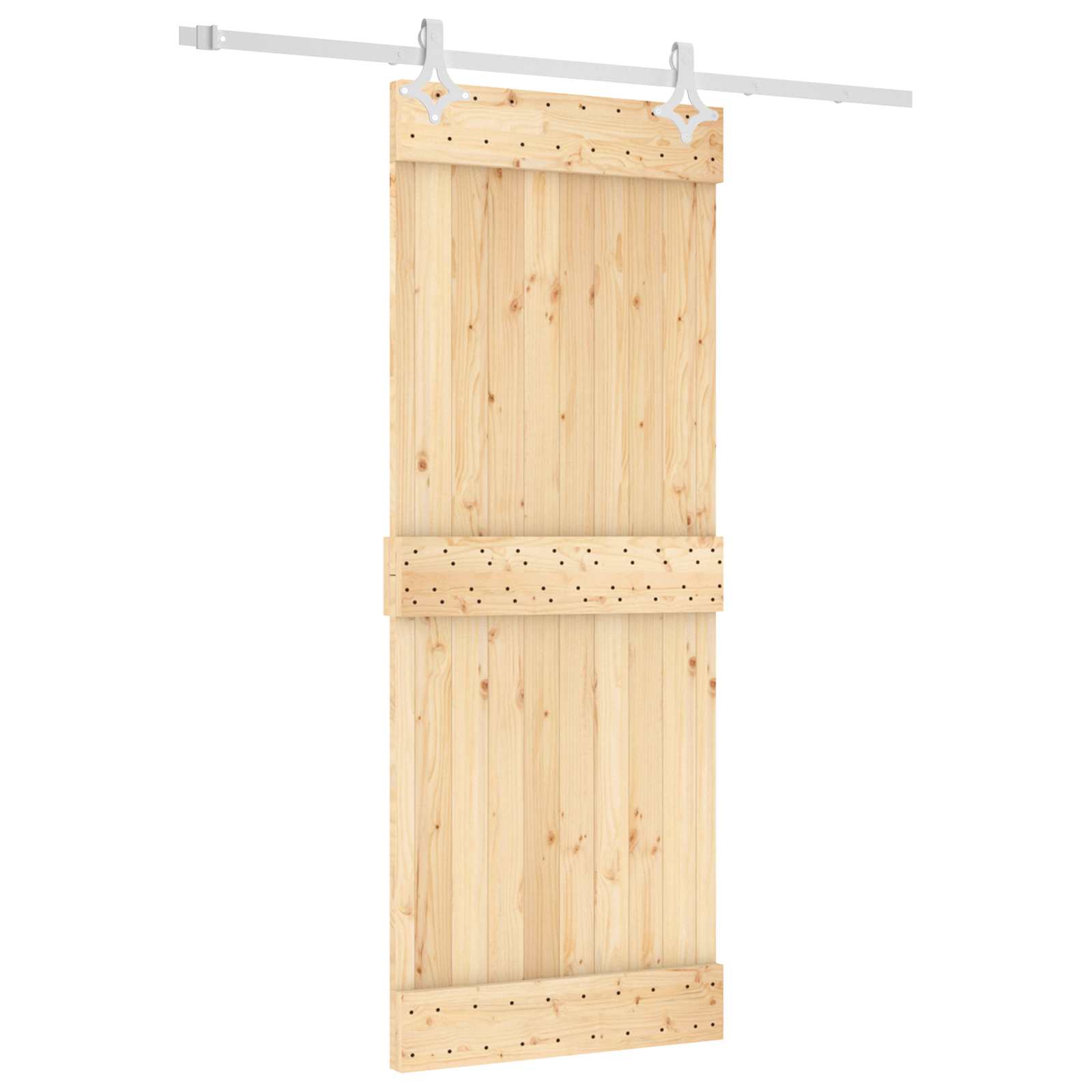 vidaXL Schiebetür Natur und Weiß 80 x 210 cm Massivkiefer 3445084