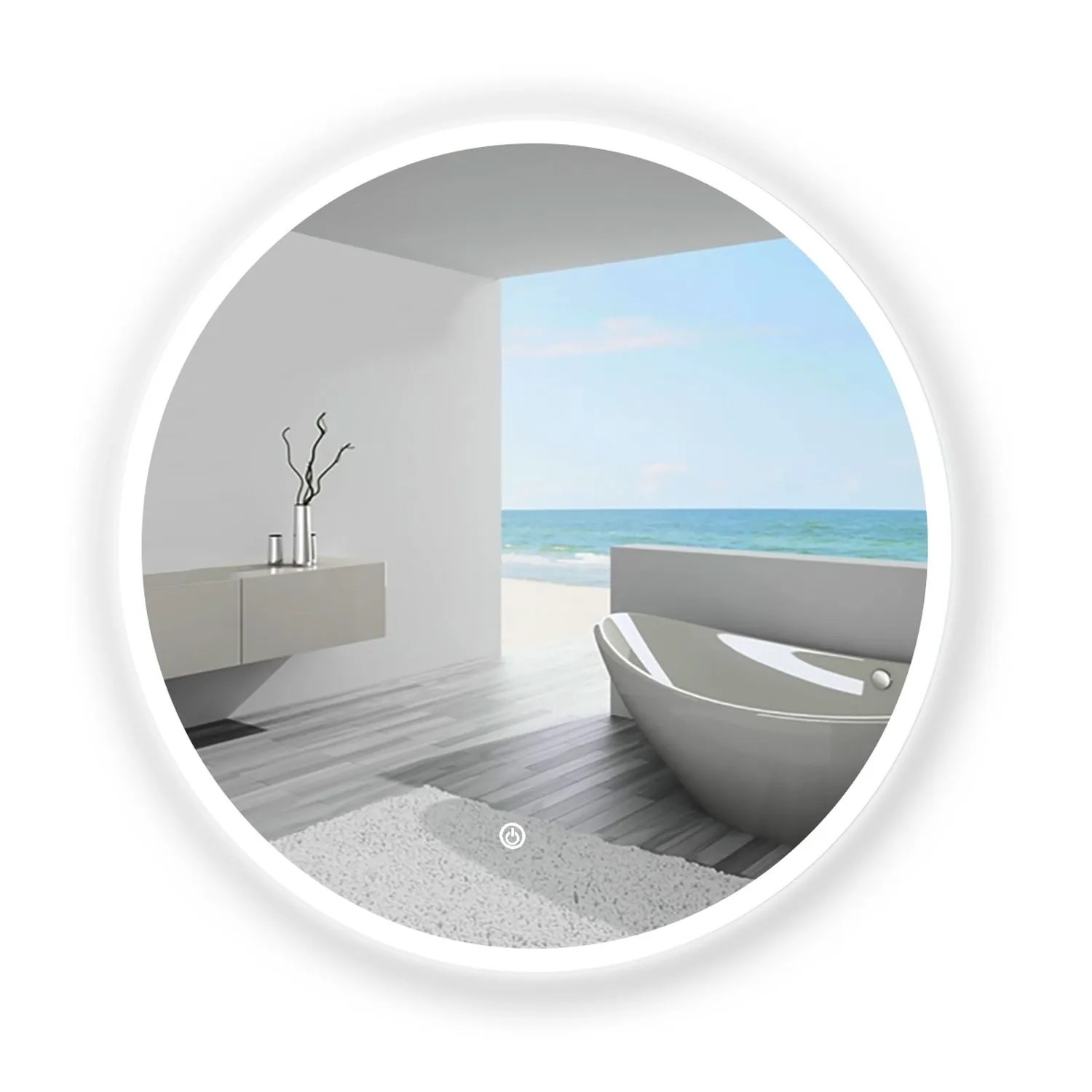 Duschparadies Badspiegel Rund 60cm LED Spiegel 2700-6500K Dimmbar mit Touch Beschlagfrei