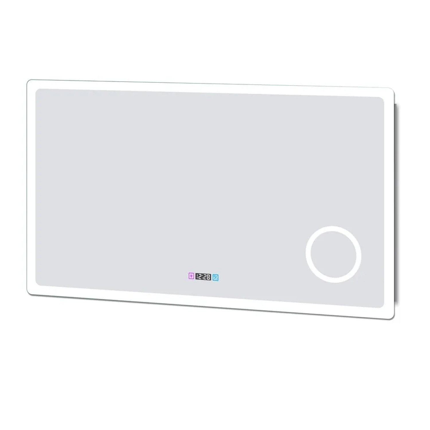 Duschparadies LED Spiegel 2700-6500K Dimmbar 80x60cm Badspiegel mit Uhr 3-fach Lupe Steckdose Touch Beschlagfrei