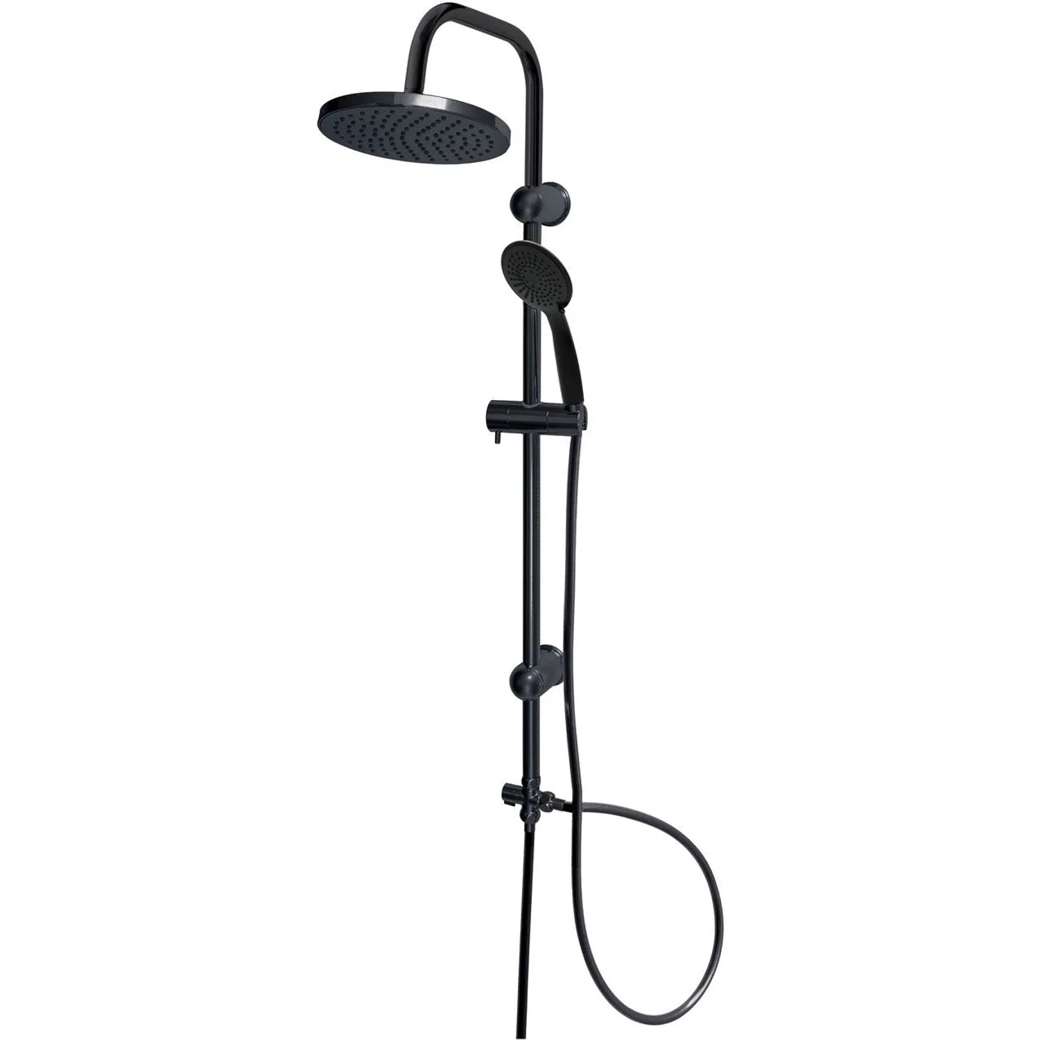 Euroshowers Duschsystem Schwarz 100 cm Handbrause 3 Strahlarten