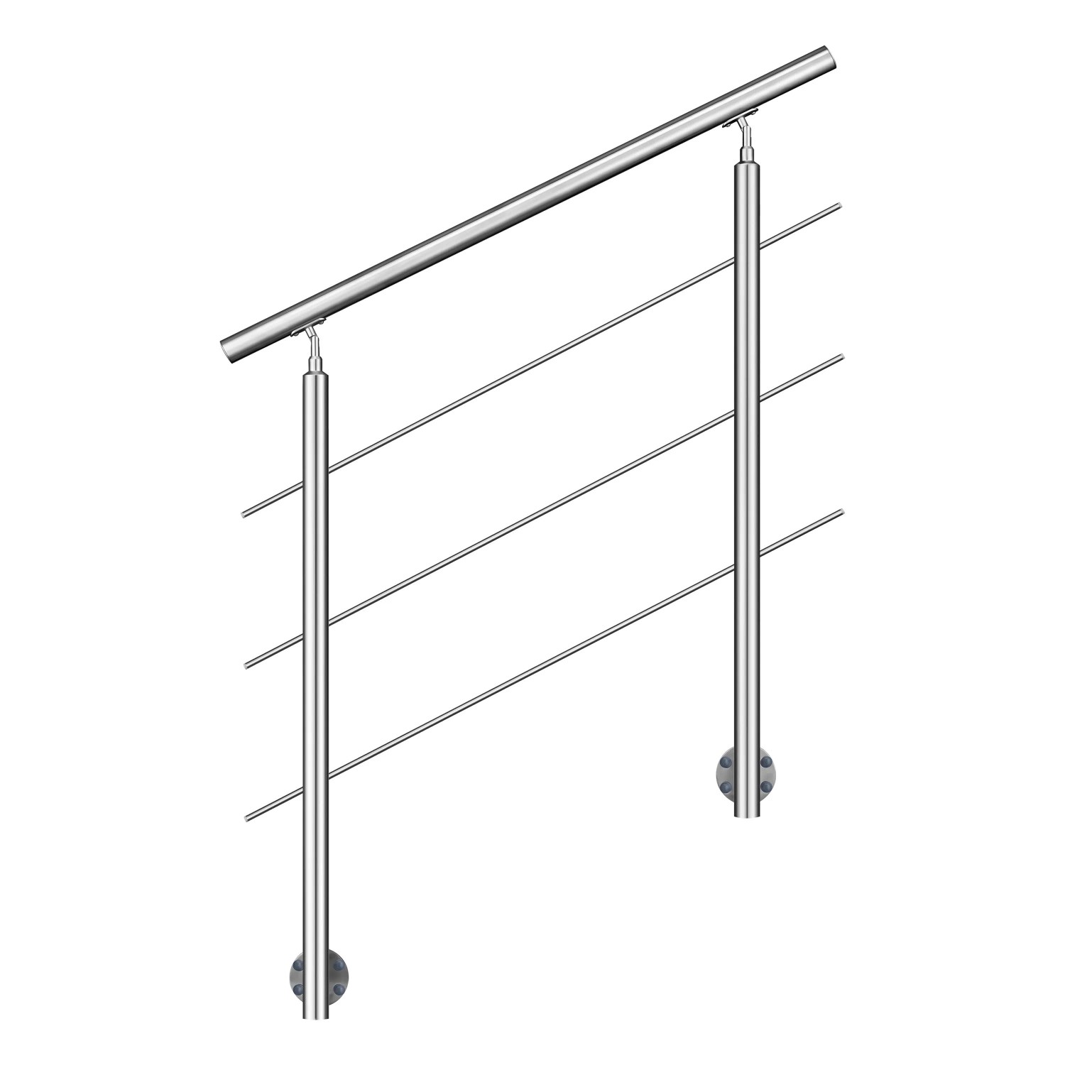 Duschparadies Geländer 120 cm Edelstahl 304 Seitliche Befestigung 3 Querstäbe Komplettset