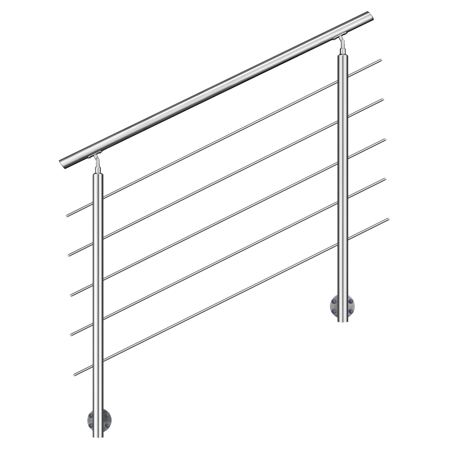 Duschparadies Geländer 180 cm Edelstahl 304 Seitliche Befestigung 5 Querstäbe Komplettset