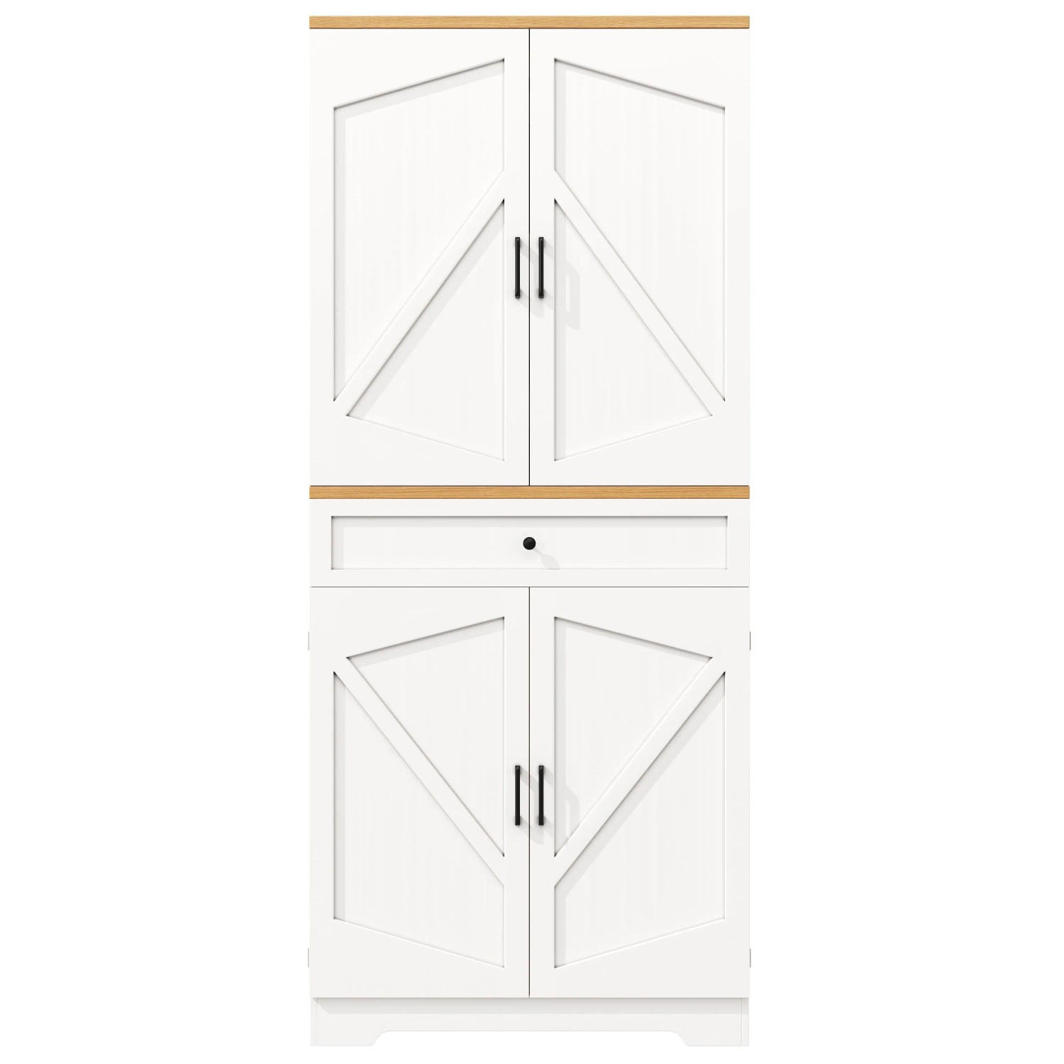 okwish Küchenschrank mit 12 Türfächer Schubladen Stauraum Küche 80x40x180cm Weiß