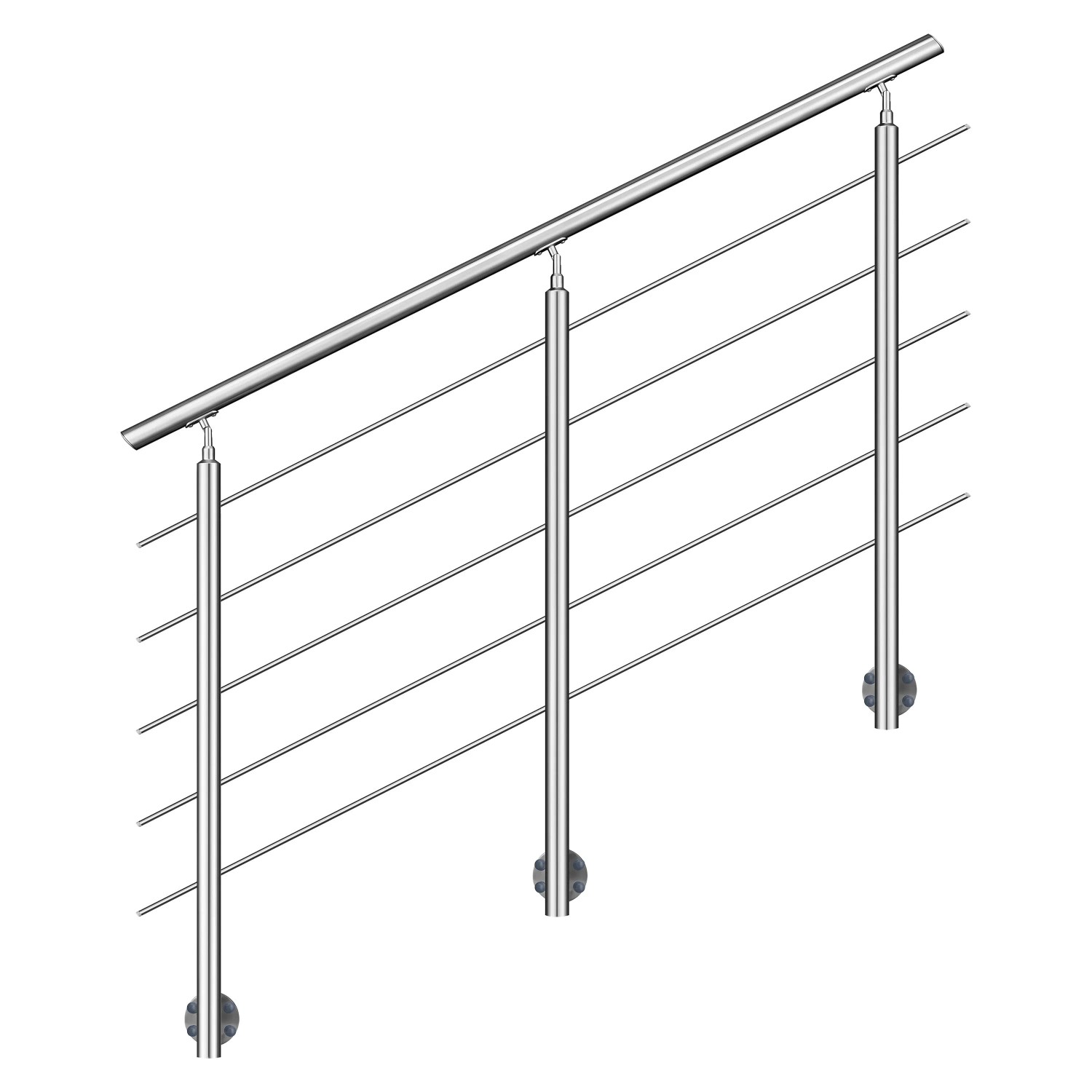 Duschparadies Geländer 240 cm Edelstahl 304 Seitliche Befestigung 5 Querstäbe Komplettset