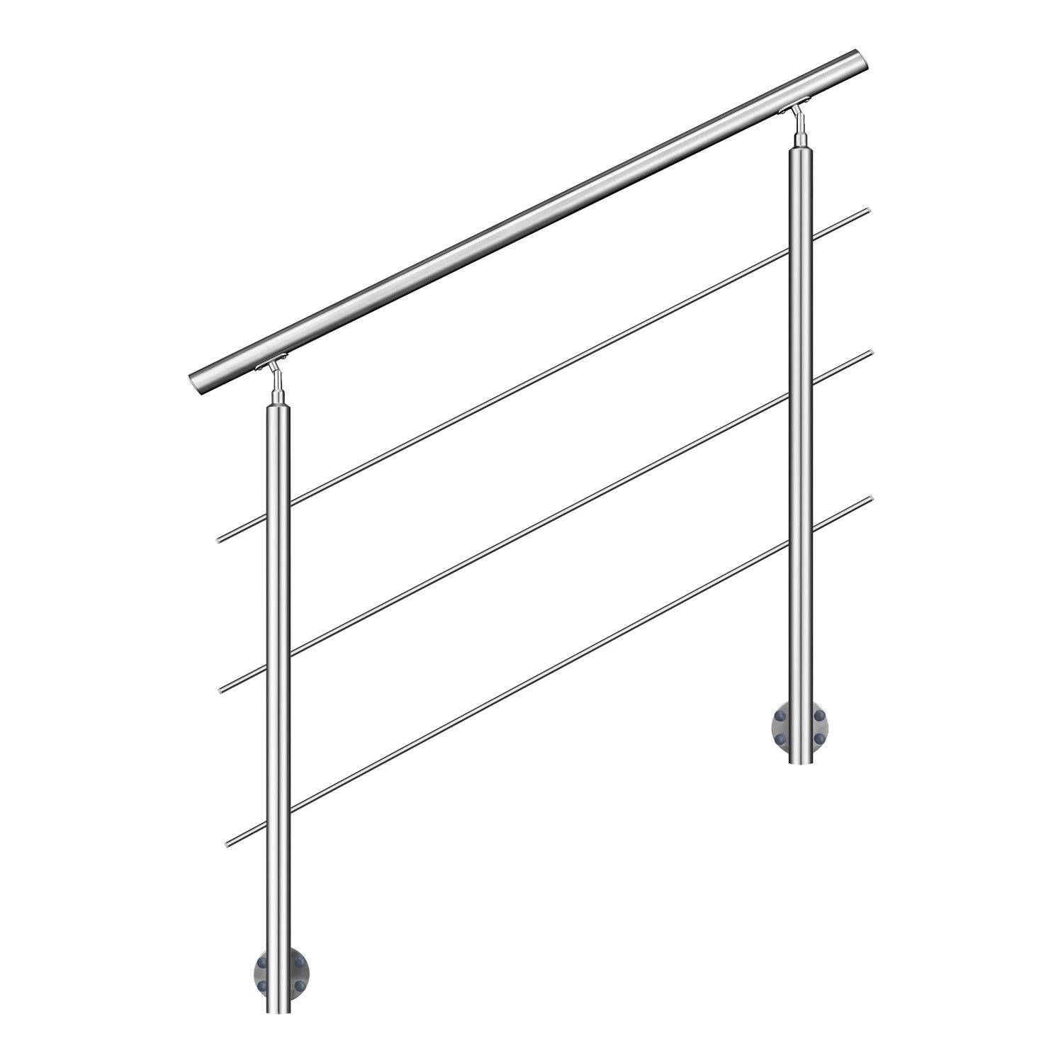 Duschparadies Geländer 150 cm Edelstahl 304 Seitliche Befestigung 3 Querstäbe Komplettset