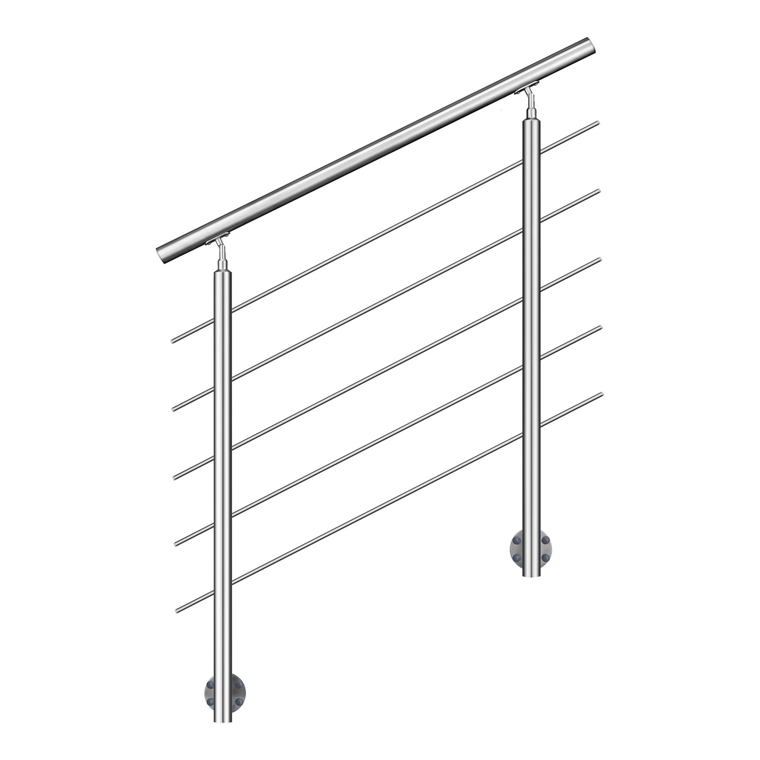 Duschparadies Geländer 120 cm Edelstahl 304 Seitliche Befestigung 5 Querstäbe Komplettset