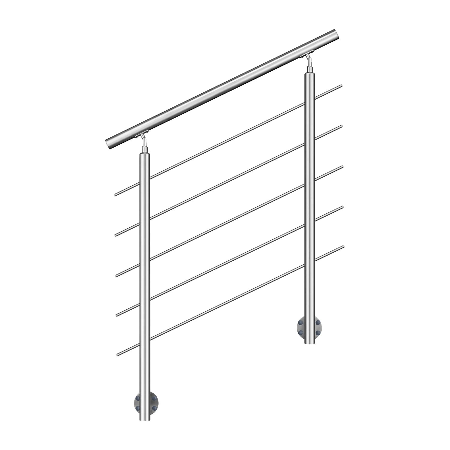 Duschparadies Geländer 100 cm Edelstahl 304 Seitliche Befestigung 5 Querstäbe Komplettset