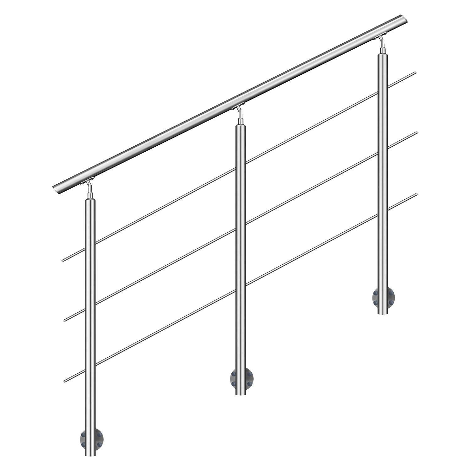Duschparadies Geländer 240 cm Edelstahl 304 Seitliche Befestigung 3 Querstäbe Komplettset