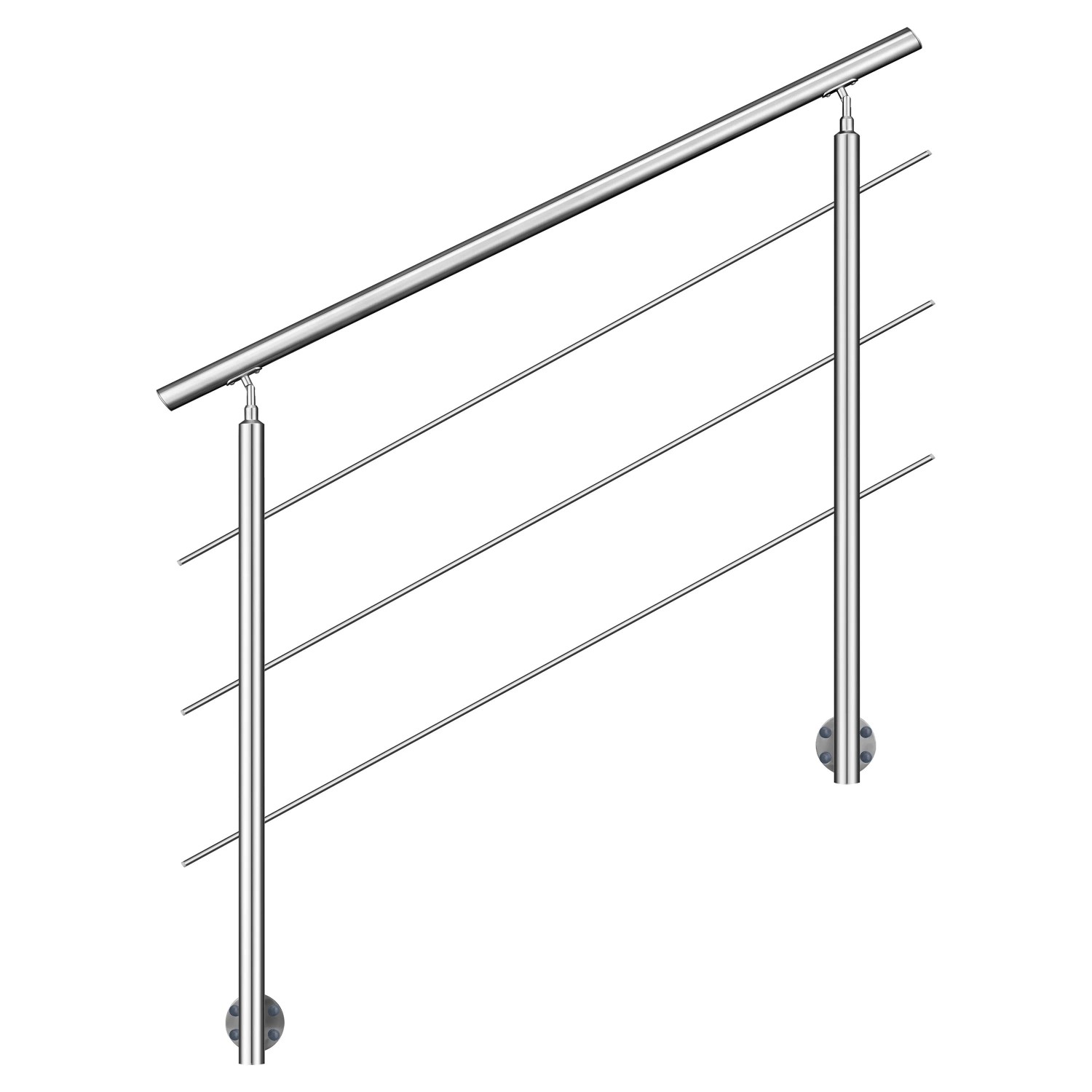 Duschparadies Geländer 180 cm Edelstahl 304 Seitliche Befestigung 3 Querstäbe Komplettset