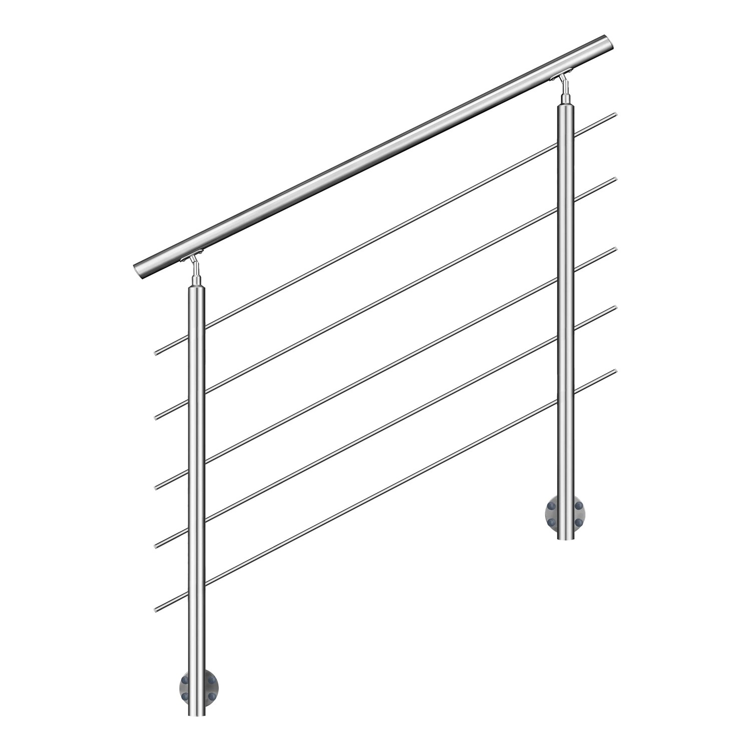 Duschparadies Geländer 150 cm Edelstahl 304 Seitliche Befestigung 5 Querstäbe Komplettset