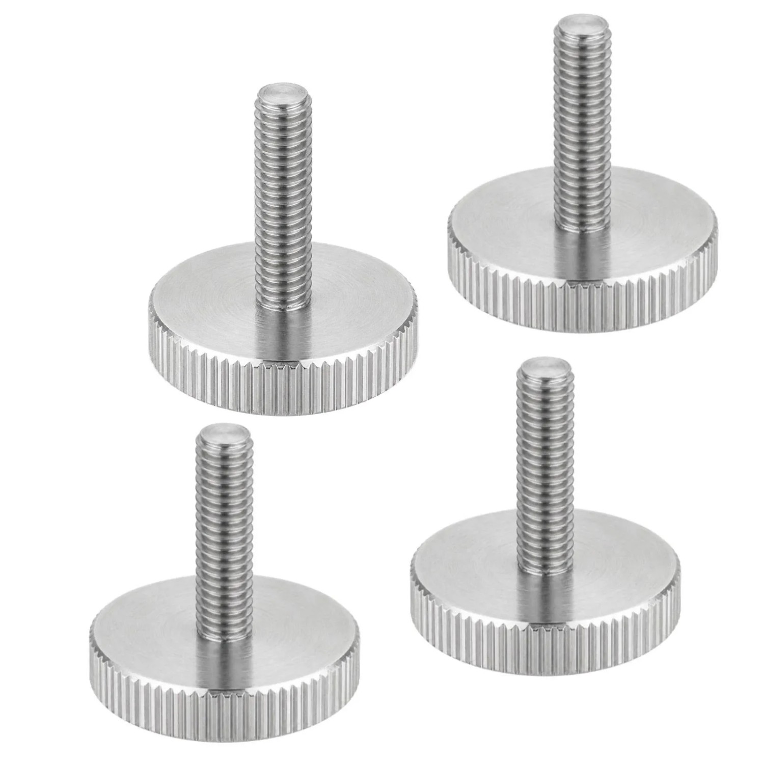SOTECH 4x Rändelschrauben M5 x 30 mm Flache Ausführung Ohne Schaft Kopf Durchmesser 20 x 4 mm DIN 635 Edelstahl V2A SS304