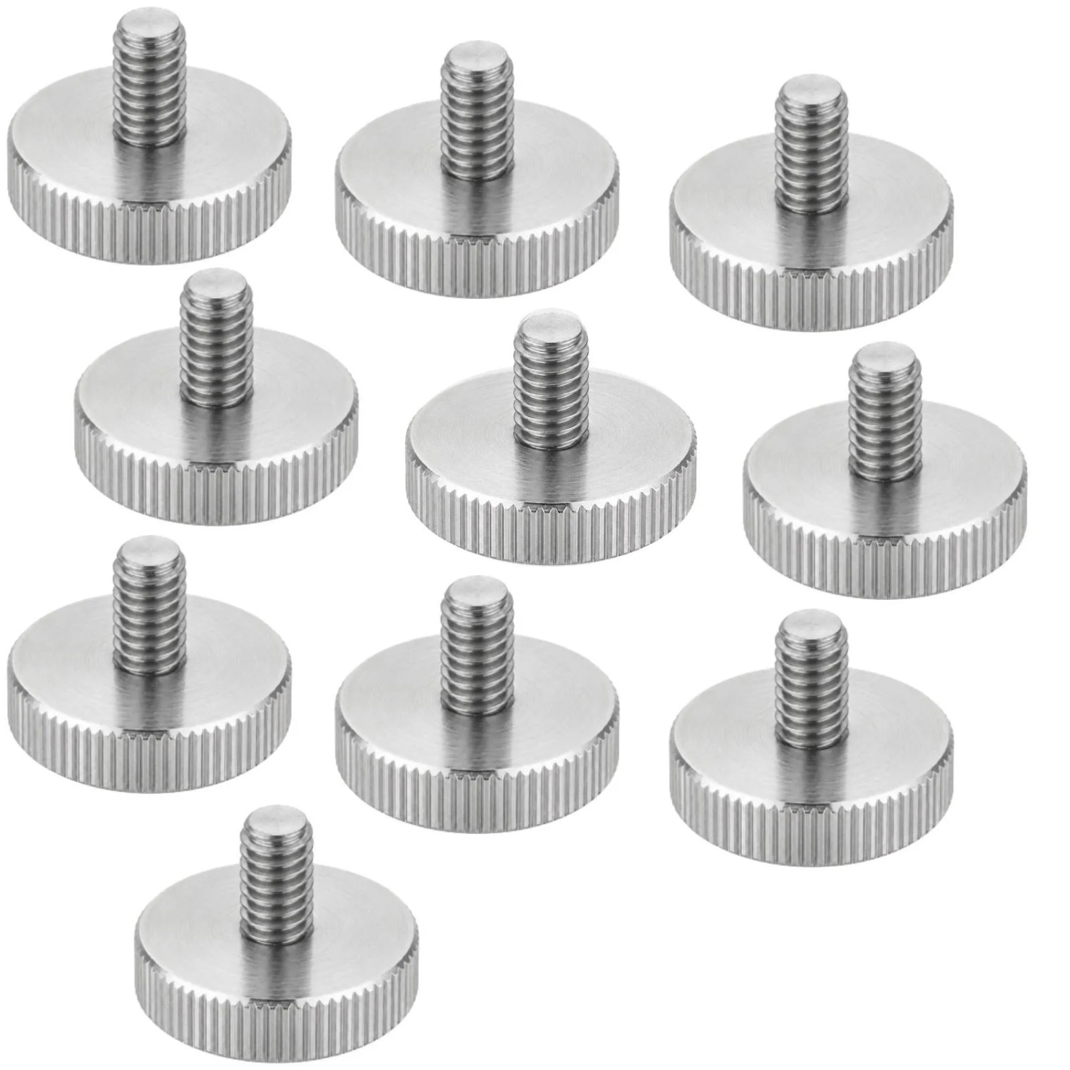 SOTECH 10x Rändelschrauben M3 x 16 mm Flache Ausführung Ohne Schaft Kopf Durchmesser 12 x 2,5 mm DIN 635 Edelstahl V2A SS304