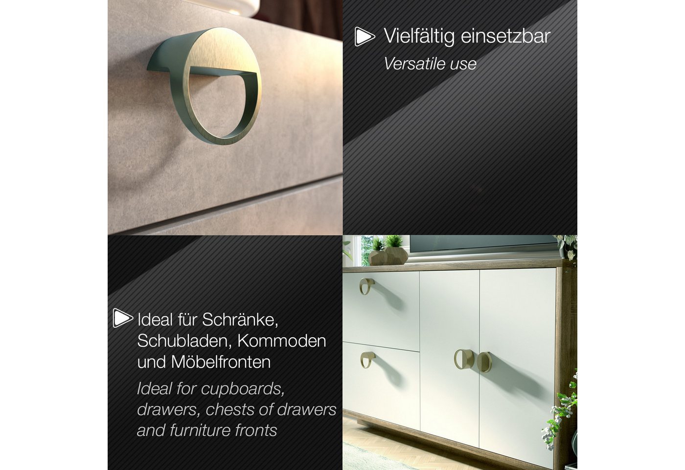 SOTECH Möbelgriff ZEN BA 32 mm Durchmesser 59 mm Gold Matt Gebürstet Bild 3