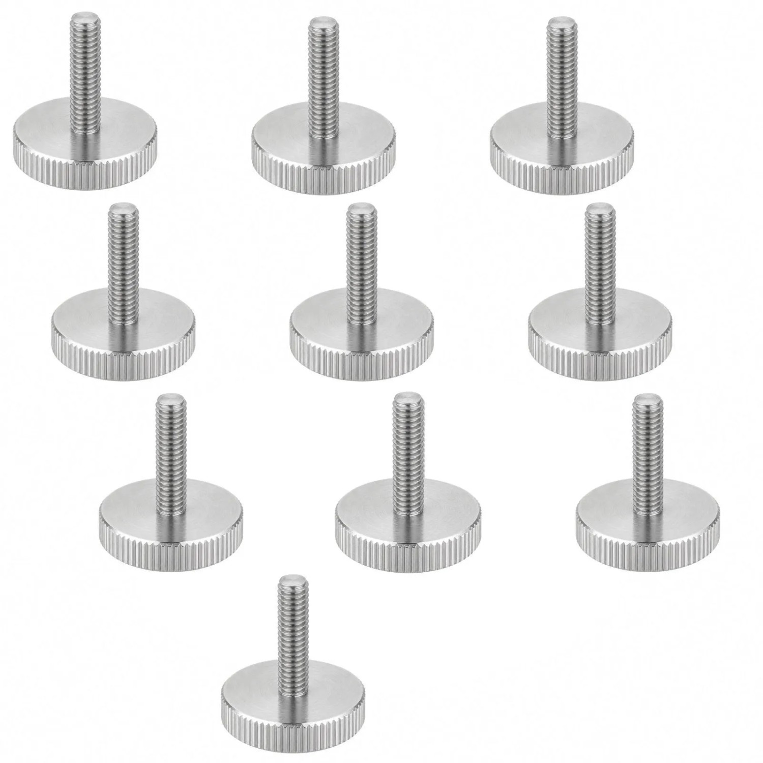 SOTECH 10x Rändelschrauben M10 x 40 mm Flache Ausführung Ohne Schaft Kopf Durchmesser 36 x 8 mm DIN 635 Edelstahl V2A SS304