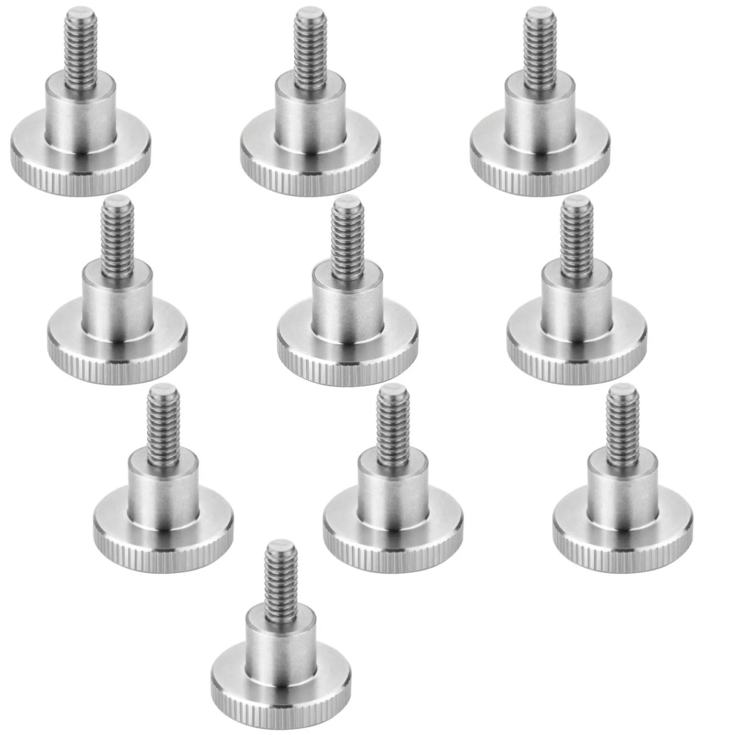SOTECH 10x Rändelschrauben M4 x 10 mm Hohe Ausführung mit Schaft Kopf Durchmesser 16 x 3,5 mm DIN 464 Edelstahl V2A SS304