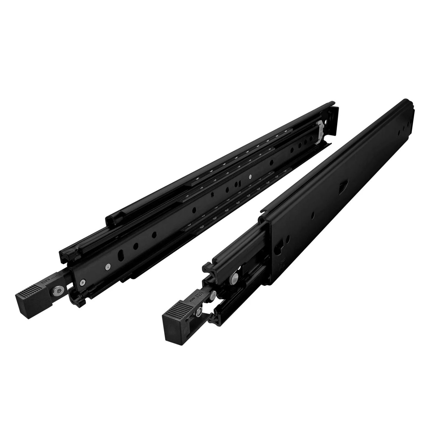 SOTECH Schwerlastauszug 200 kg KV2-200-H76-500 EH 508 mm Schwarz VarioSlide Zweihandverriegelung mit Lock In Out Einrastfunktion Schwarzer Hebel