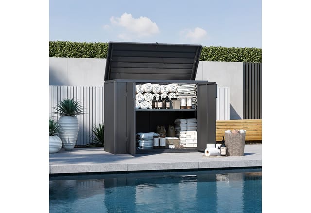 Weide Gartenbox 1340 L Anthrazit Aus Verzinktem Stahl Wetterfest