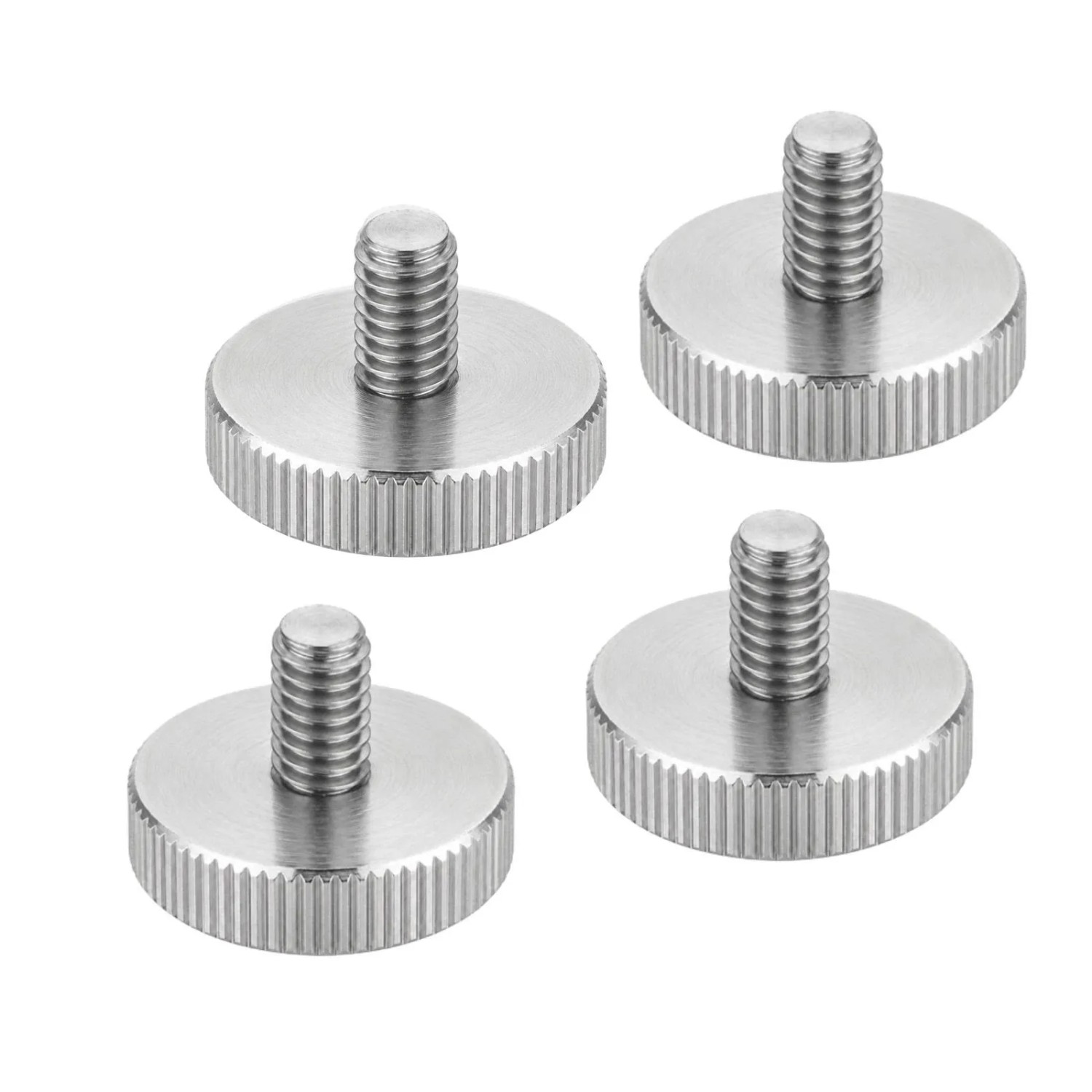 SOTECH 4x Rändelschrauben M8 x 12 mm Flache Ausführung Ohne Schaft Kopf Durchmesser 30 x 6 mm DIN 635 Edelstahl V2A SS304
