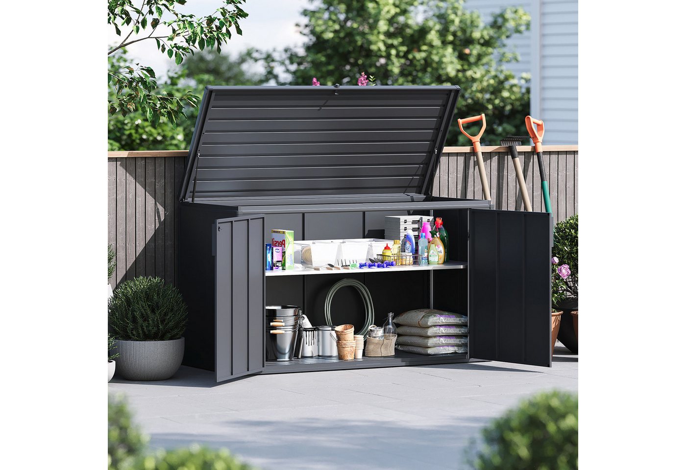 Weide Gartenbox 2400 L Anthrazit Aus Verzinktem Stahl Wetterfest